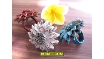 Bali Genuine Leather Rings Solid Color Flowers 